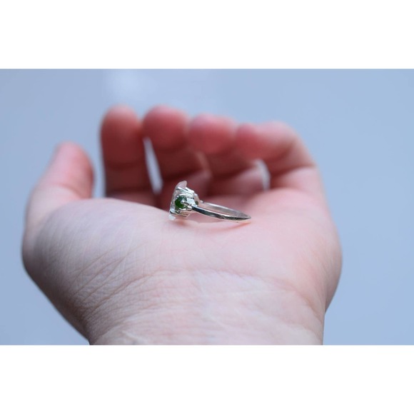 Natural Emerald Ring alternative Diamond Engagement Ring Sterling Silver… - Picture 8 of 10